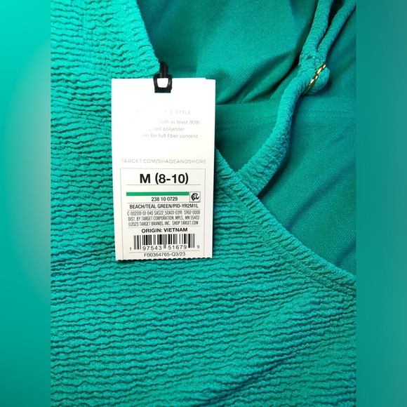 Shade & Shore Turquoise Textured Swimsuit - Picture 8 of 11